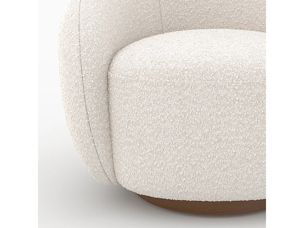 Fauteuil pivotant en tissu bouclé blanc - Naya