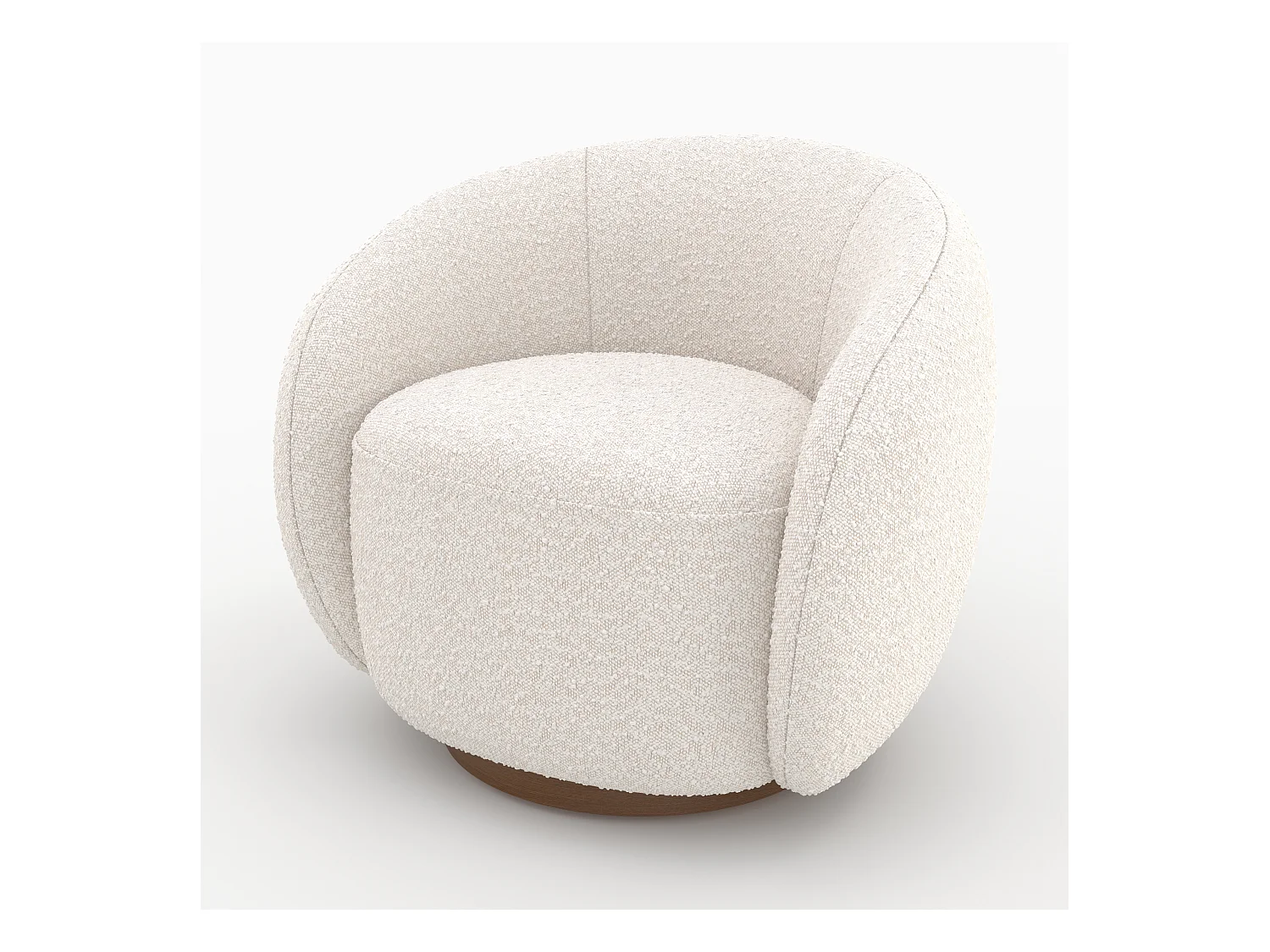 Poltrona girevole in tessuto bouclé bianco - Naya