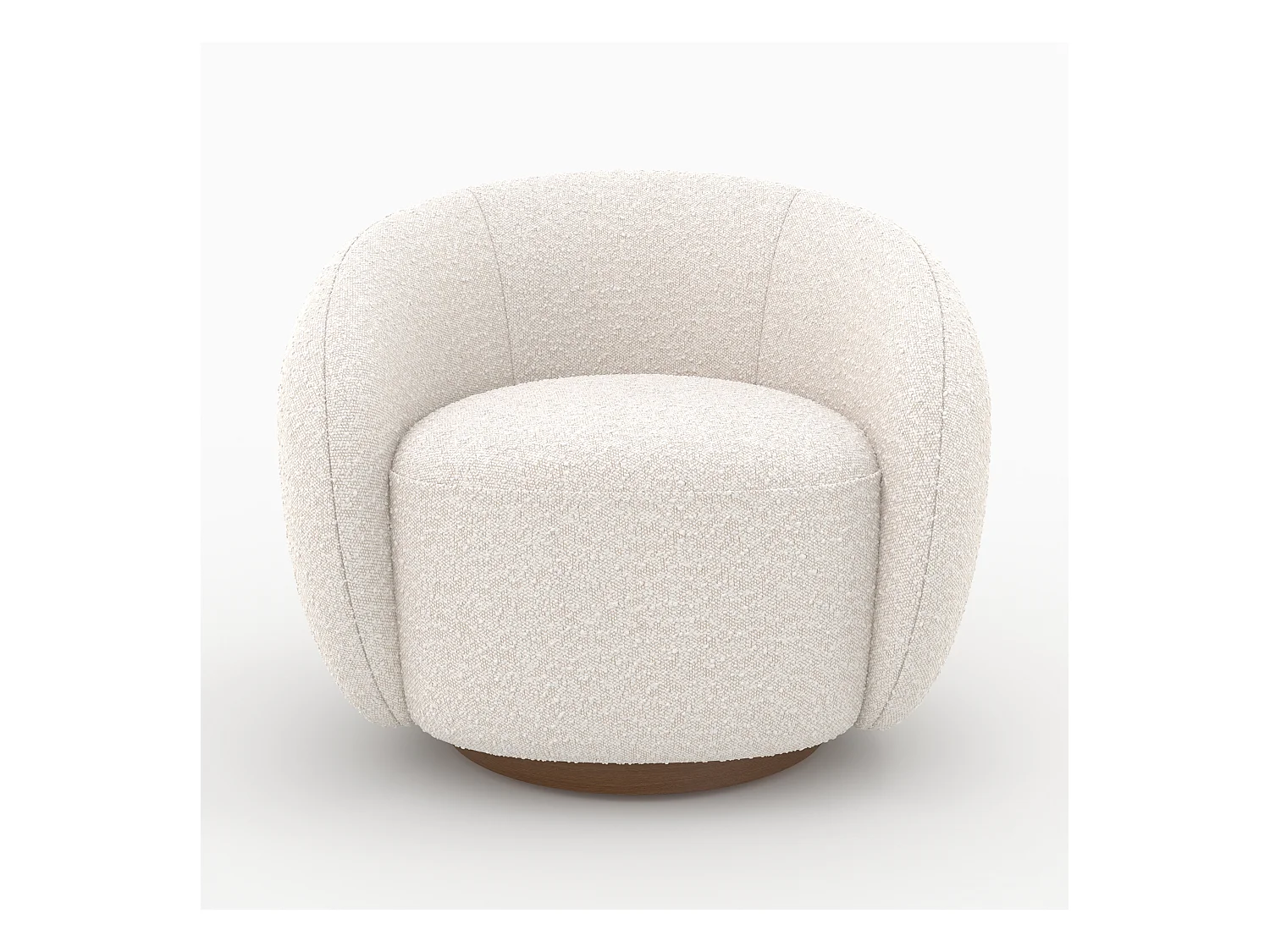 Poltrona girevole in tessuto bouclé bianco - Naya