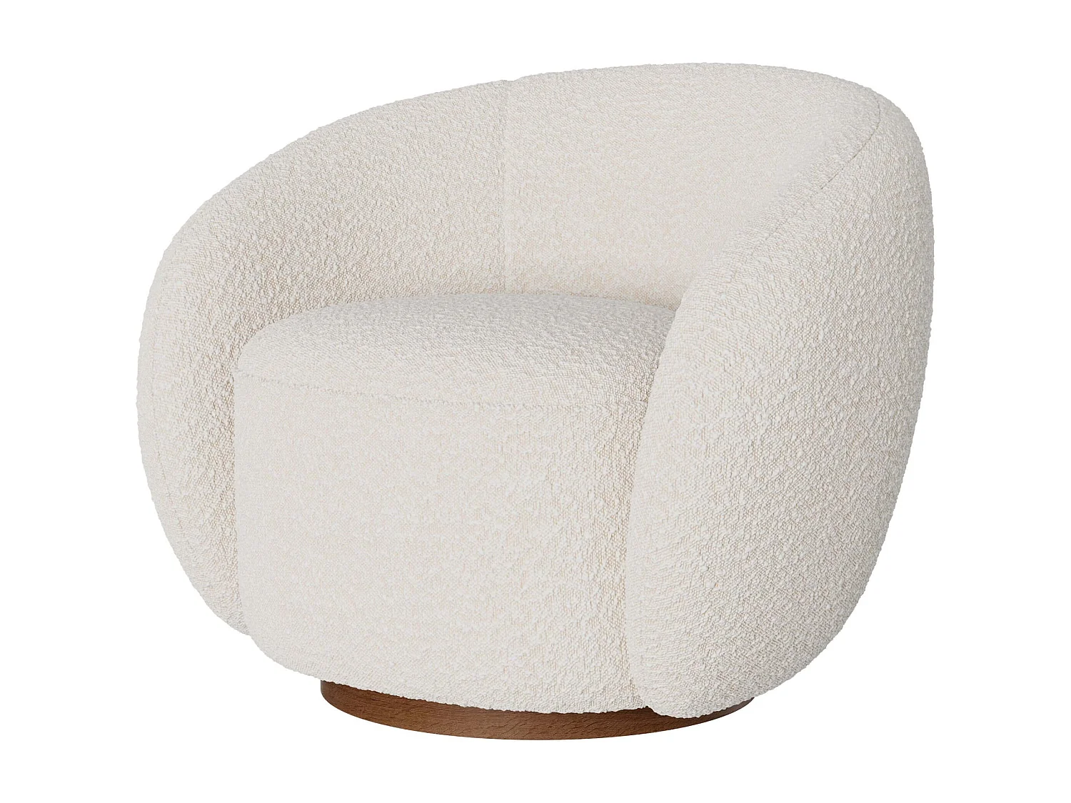 Poltrona girevole in tessuto bouclé bianco - Naya
