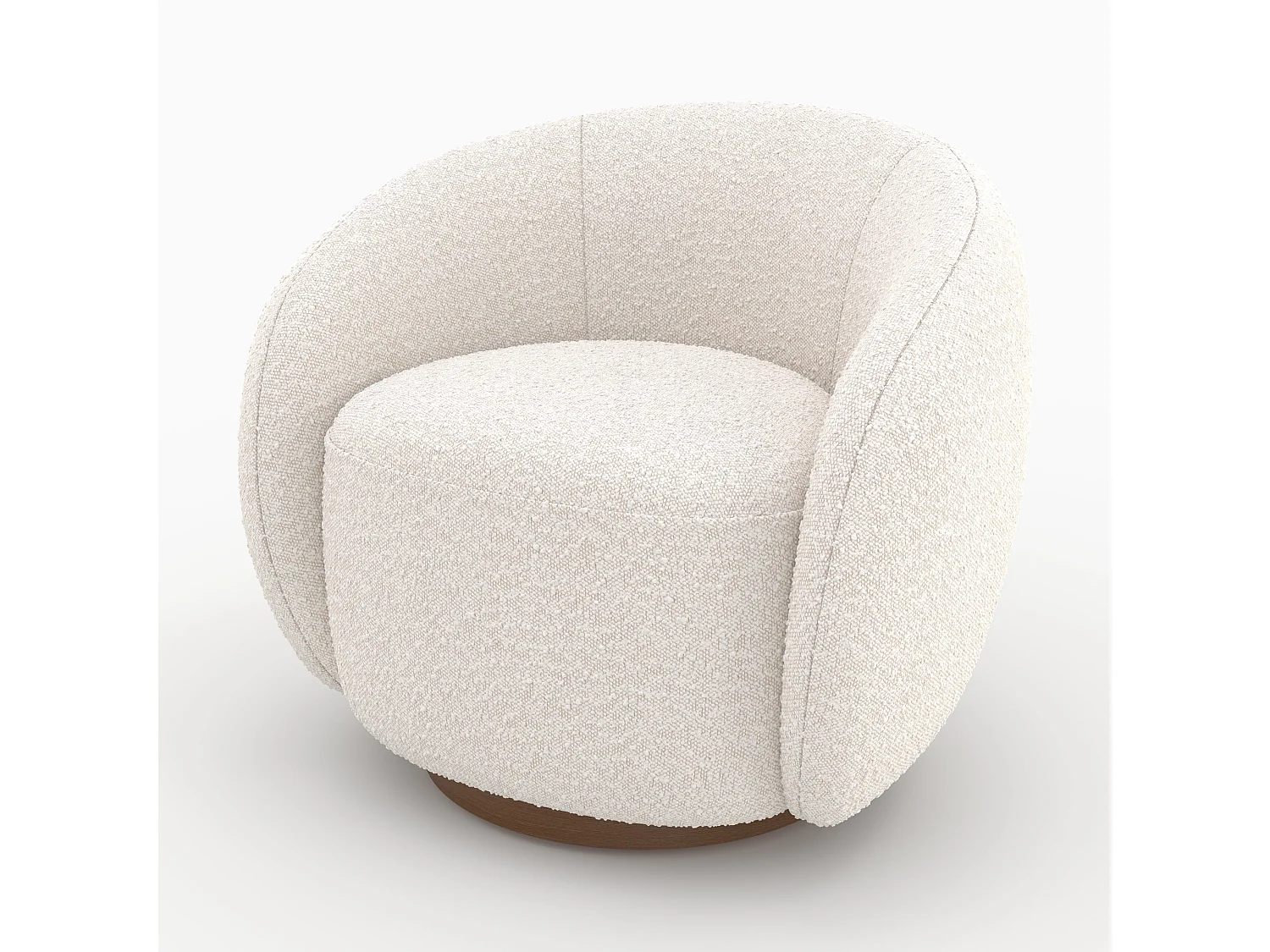 Poltrona girevole in tessuto bouclé bianco - Naya