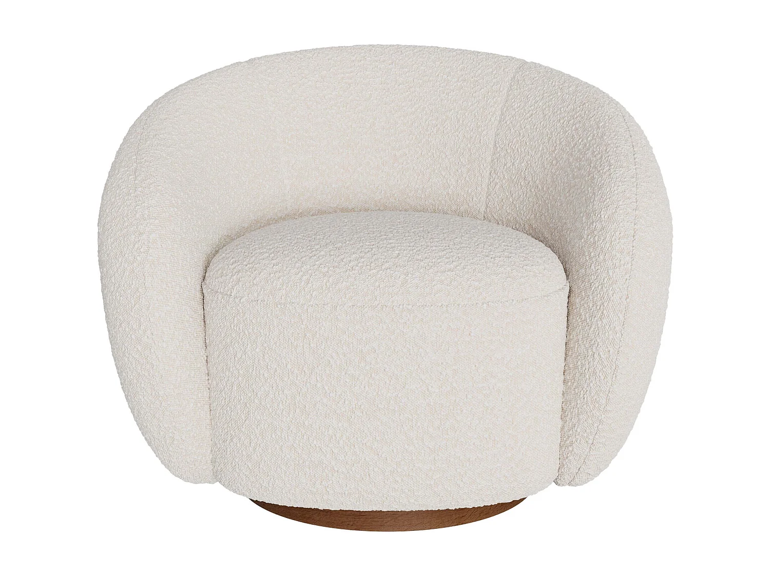 Poltrona girevole in tessuto bouclé bianco - Naya