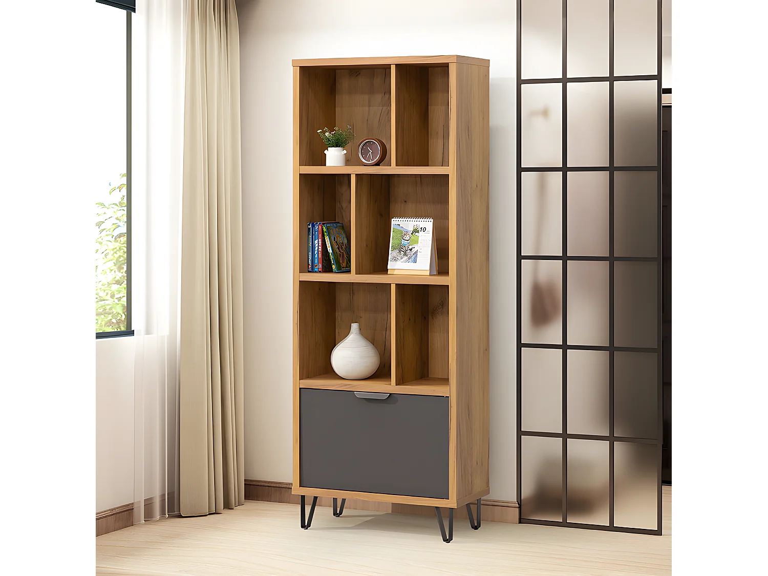 Bibliothèque 6 niches 1 porte Harry