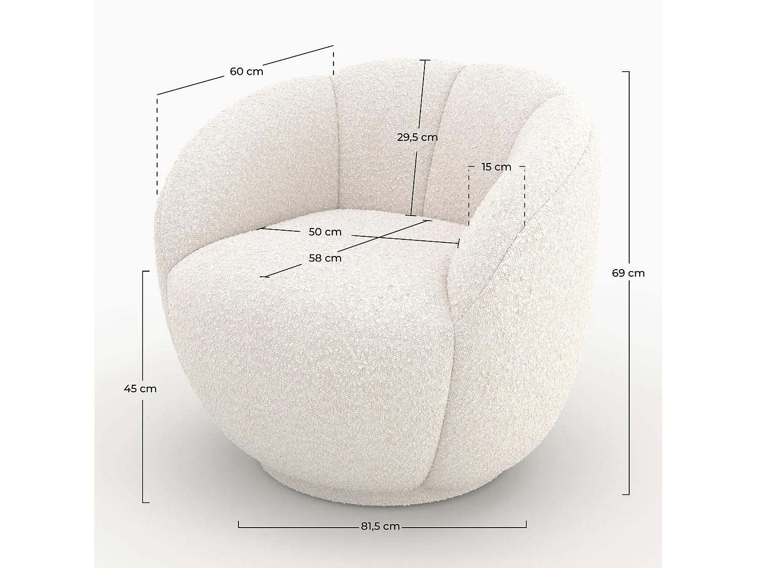 Sillón en tela bouclé blanco - Ysé