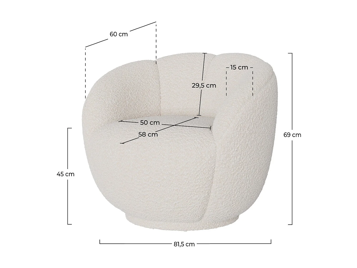 Fauteuil en tissu bouclé blanc - Ysé