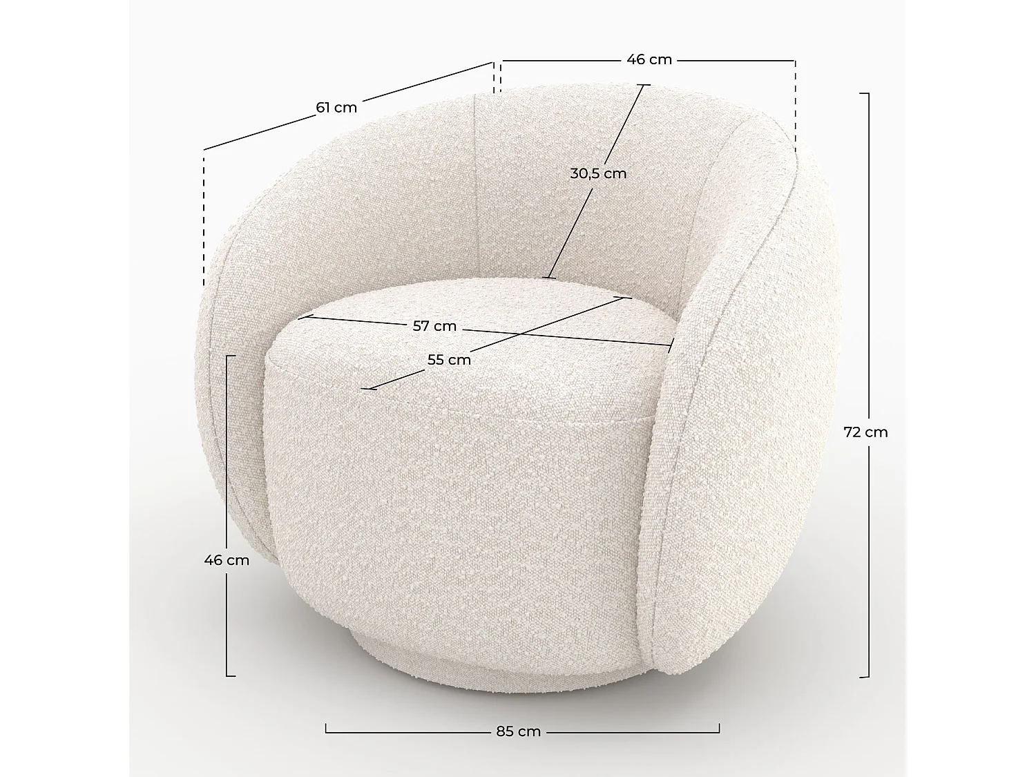 Poltrona in tessuto bouclé bianco - Naya