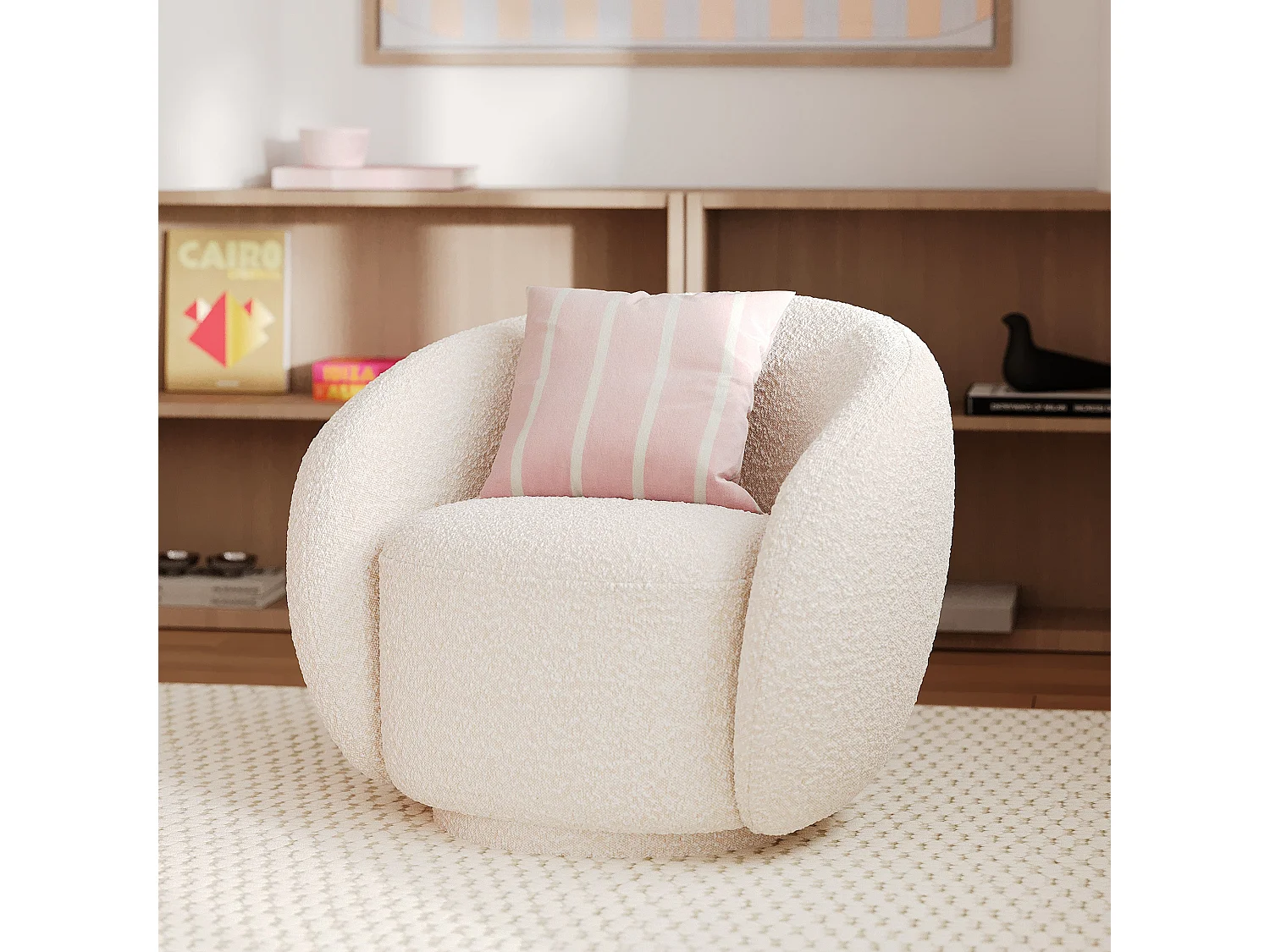 Poltrona in tessuto bouclé bianco - Naya