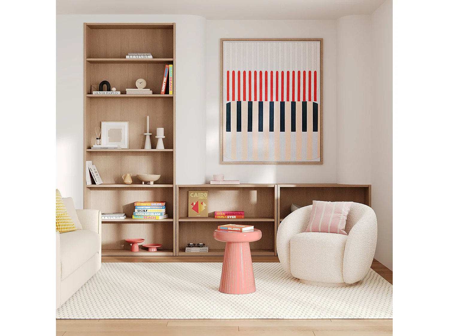 Poltrona in tessuto bouclé bianco - Naya