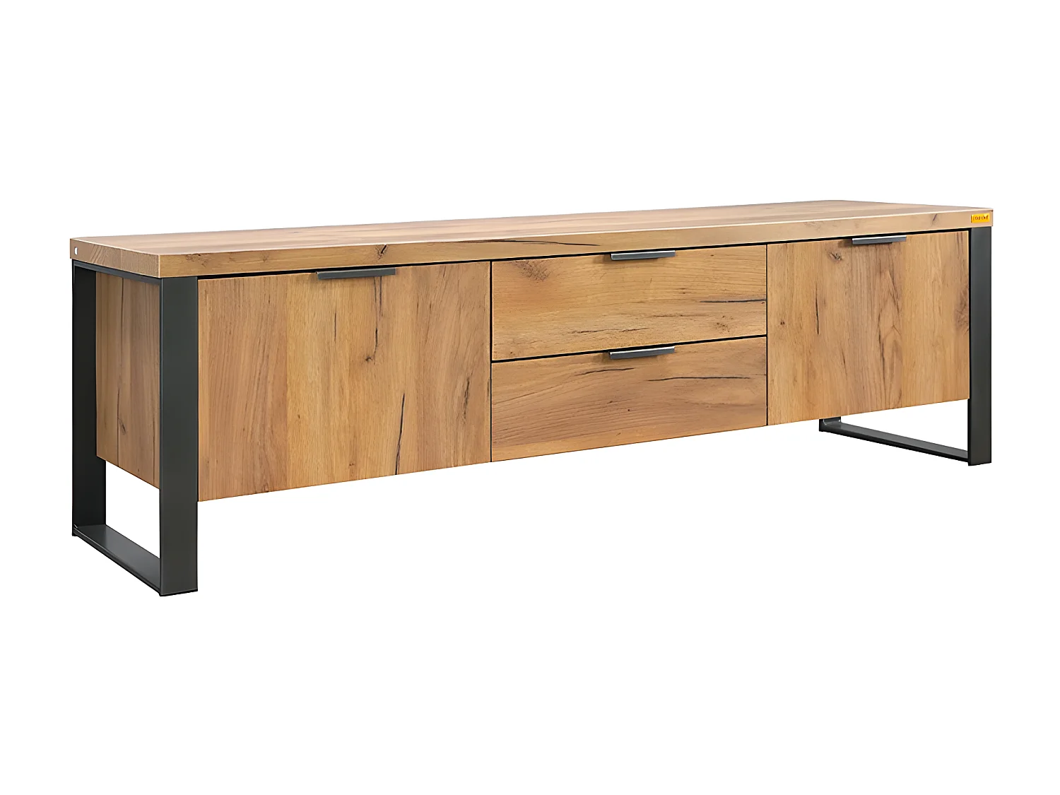 Meuble TV 2 portes 2 tiroirs pieds métal Ron