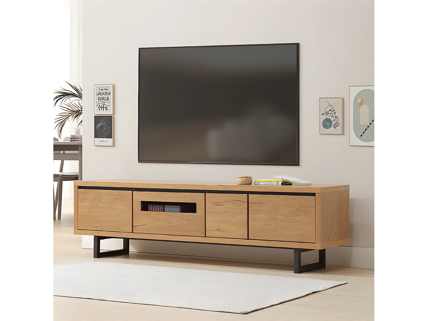 Meuble TV 3 portes 1 tiroir Sully