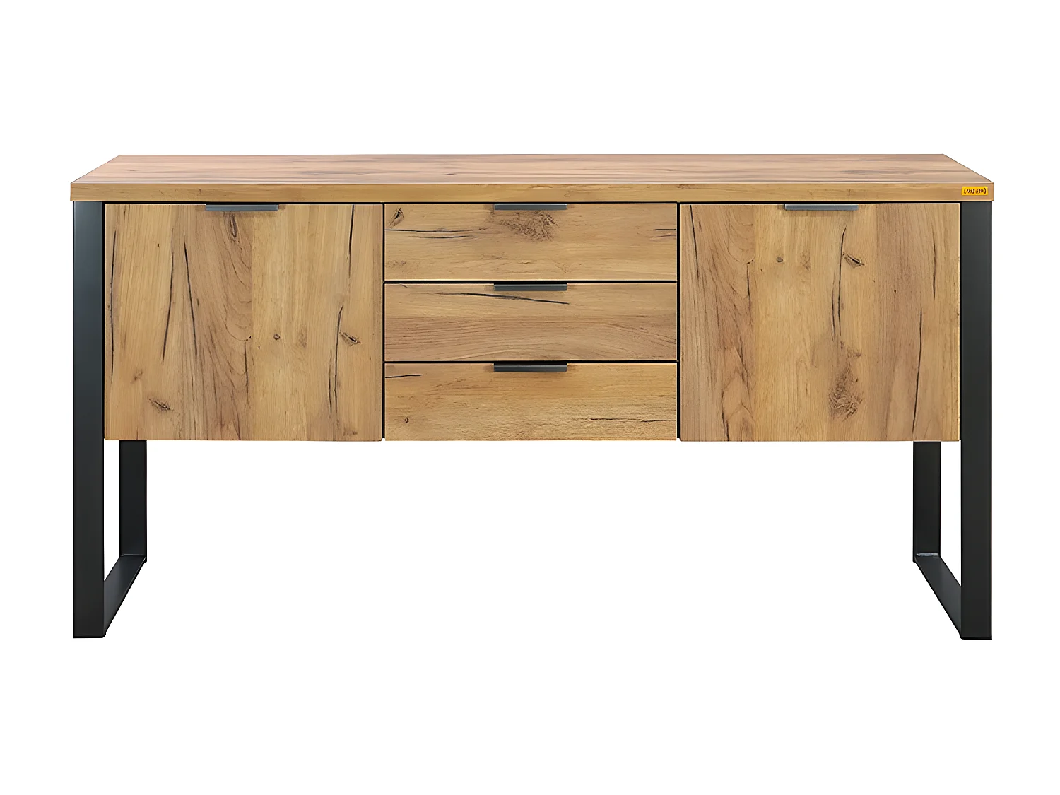 Buffet 2 portes 3 tiroirs pieds métal Ron