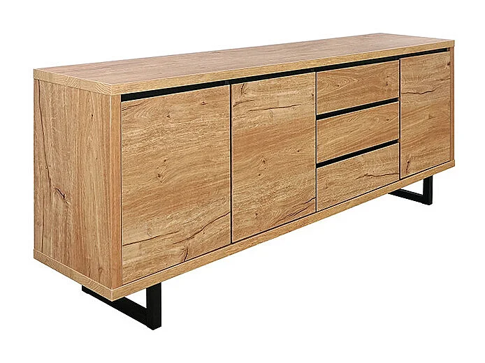 Bahut 3 tiroirs 3 portes pieds métal Sully