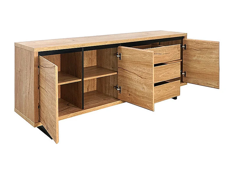 Bahut 3 tiroirs 3 portes pieds métal Sully