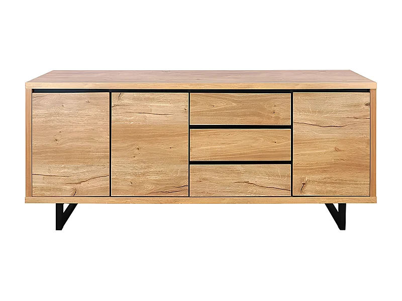 Bahut 3 tiroirs 3 portes pieds métal Sully