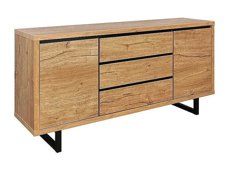 Bahut 3 tiroirs 2 portes pieds métal Sully