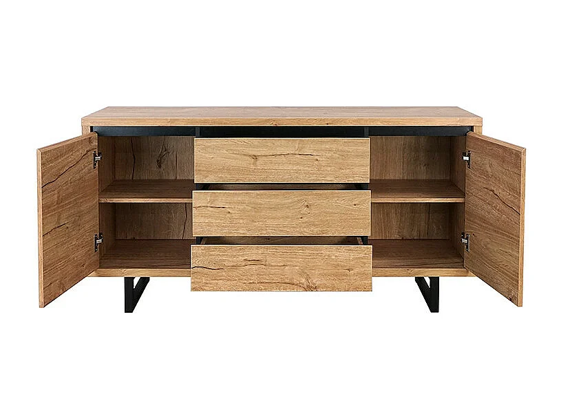 Bahut 3 tiroirs 2 portes pieds métal Sully