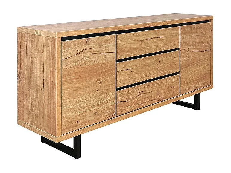 Bahut 3 tiroirs 2 portes pieds métal Sully