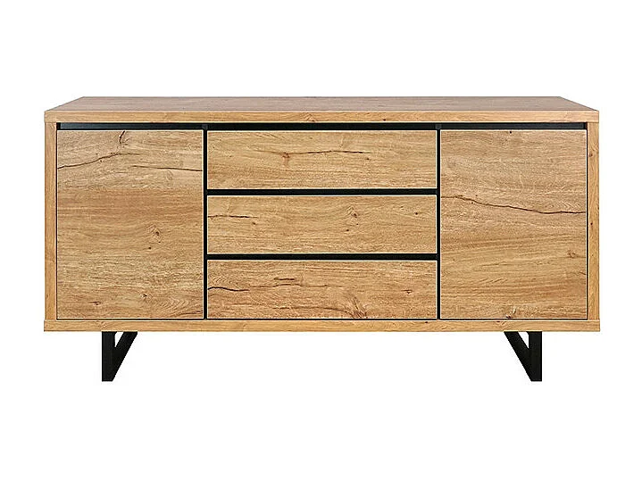 Bahut 3 tiroirs 2 portes pieds métal Sully