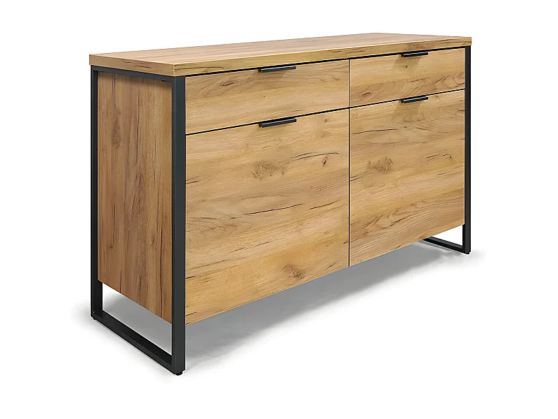 Buffet 2 portes 2 tiroirs pieds métal Ron