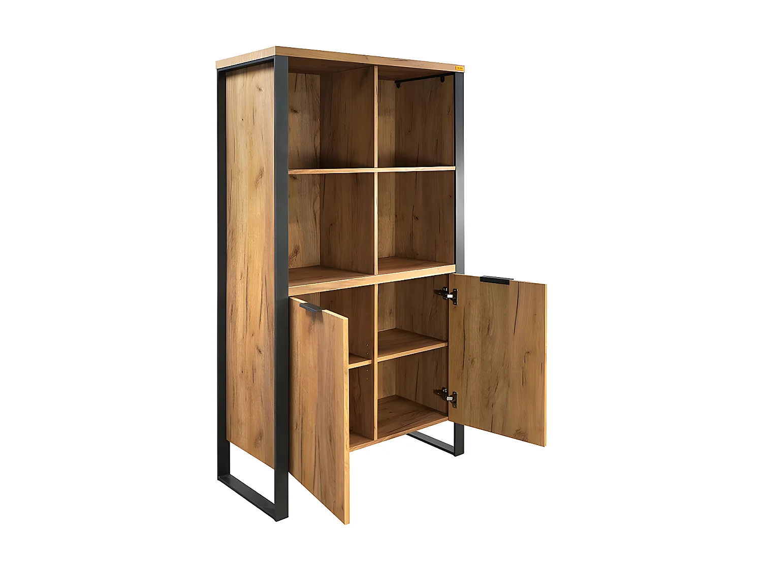 Buffet haut 4 niches 2 portes pieds métal Ron