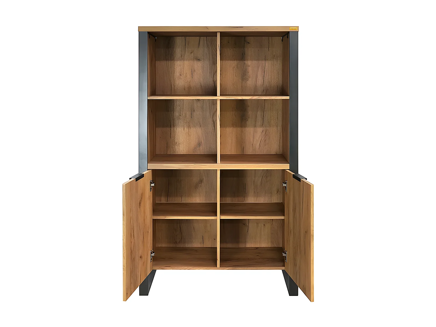 Buffet haut 4 niches 2 portes pieds métal Ron