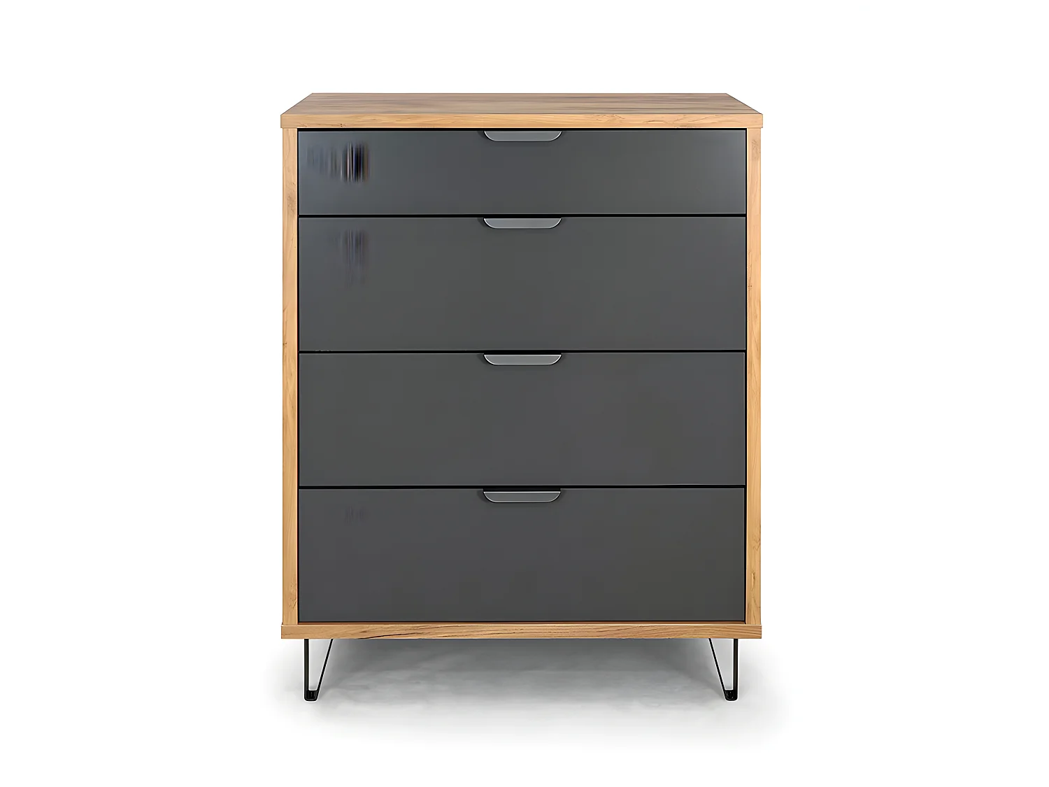 Commode 4 tiroirs naturel et gris Harry