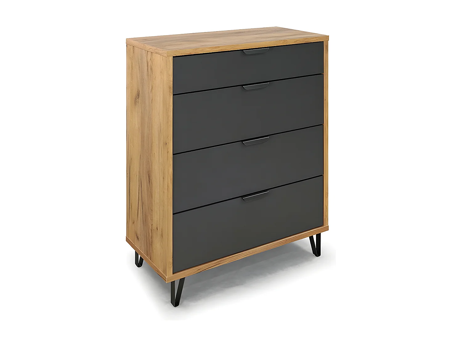 Commode 4 tiroirs naturel et gris Harry