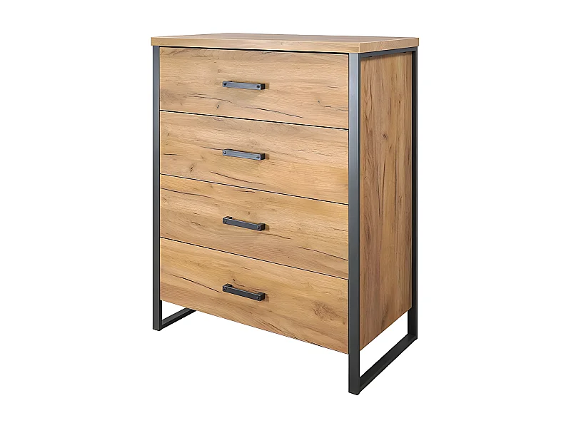 Commode 4 tiroirs pieds métal Ron