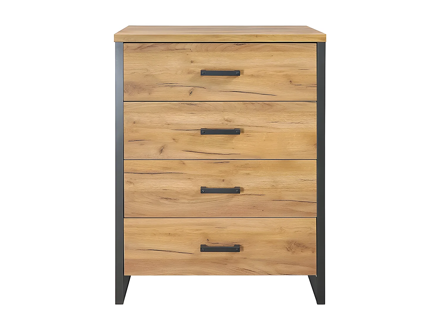 Commode 4 tiroirs pieds métal Ron