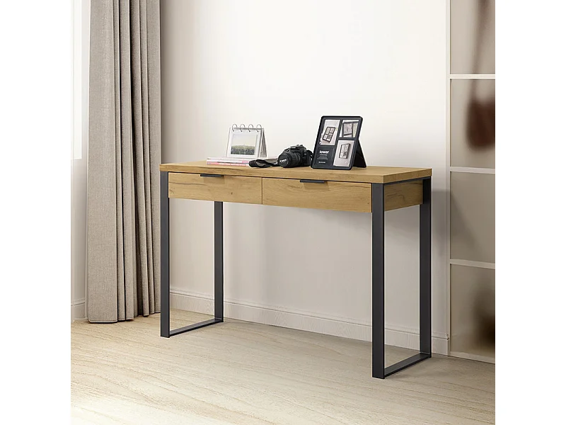 Console 2 tiroirs pieds métal Ron