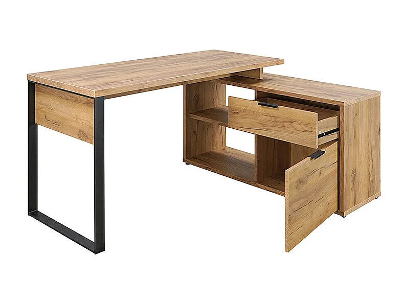 Bureau d'angle 2 cases 1 tiroir 1 porte Ron