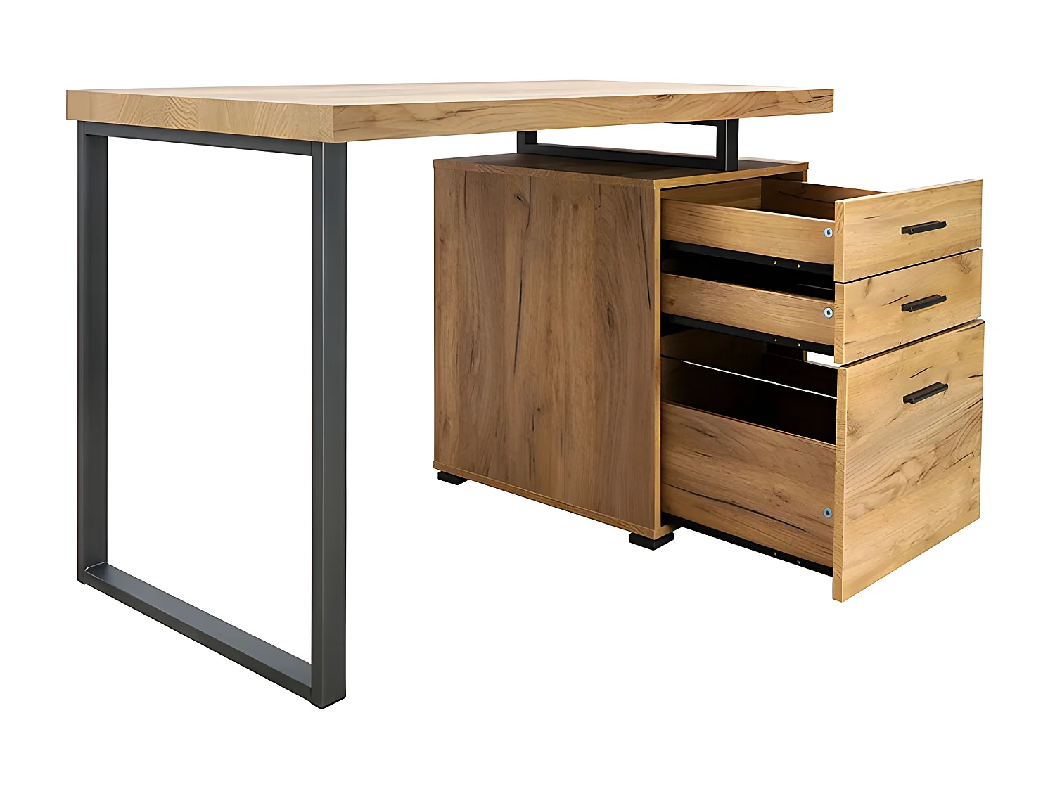 Bureau 3 tiroirs pied métal Elton