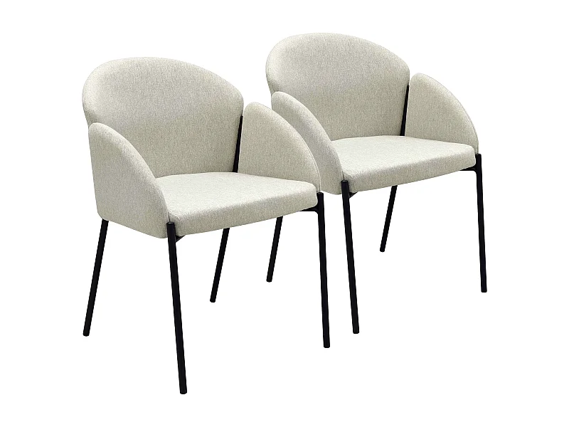 Set van 2 stoelen in staal en beige stof