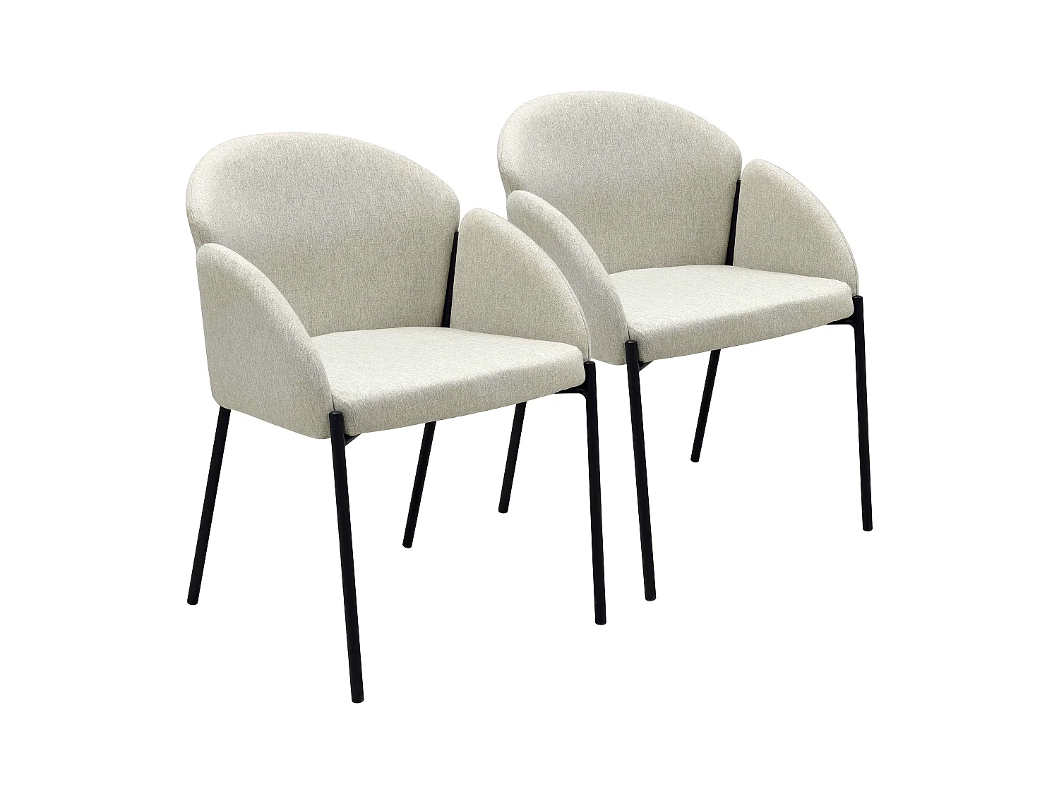 Lot de 2 chaises en acier et tissu beige