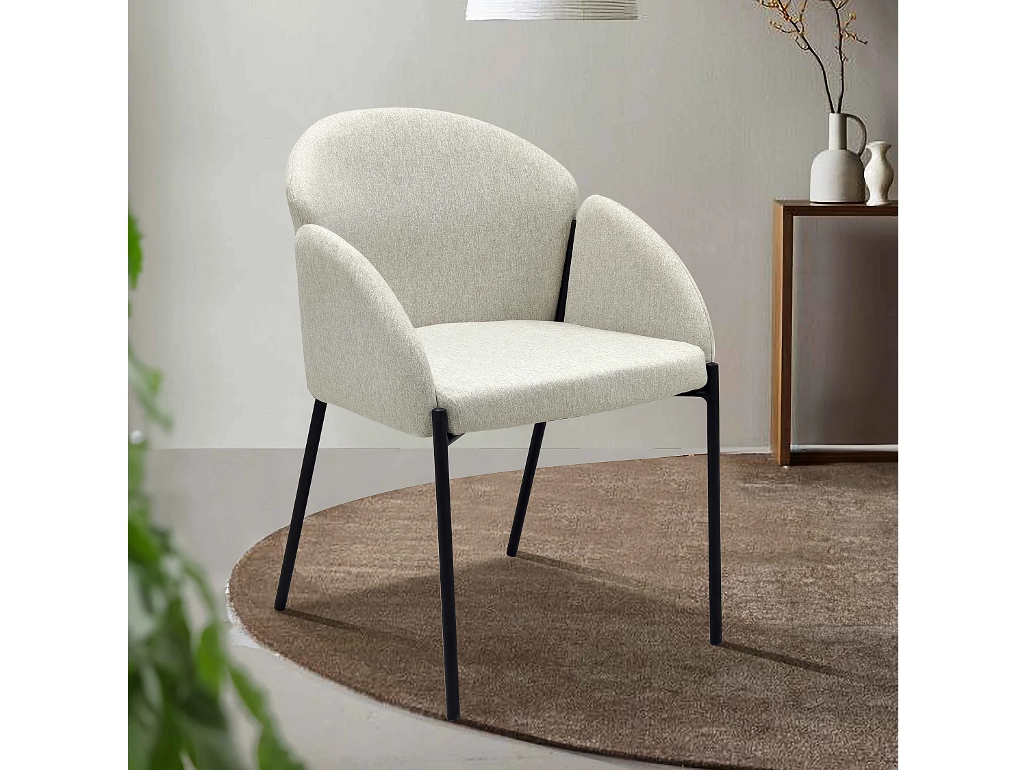 Lot de 2 chaises en acier et tissu beige