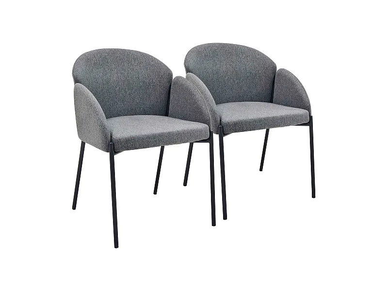 Lot de 2 chaises en acier et tissu gris anthracite