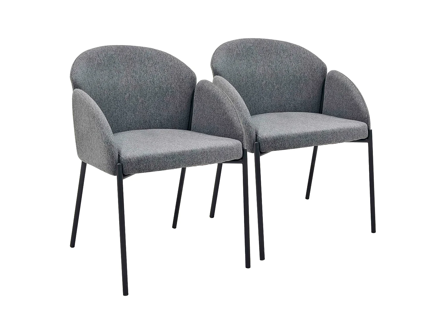 Lot de 2 chaises en acier et tissu gris anthracite