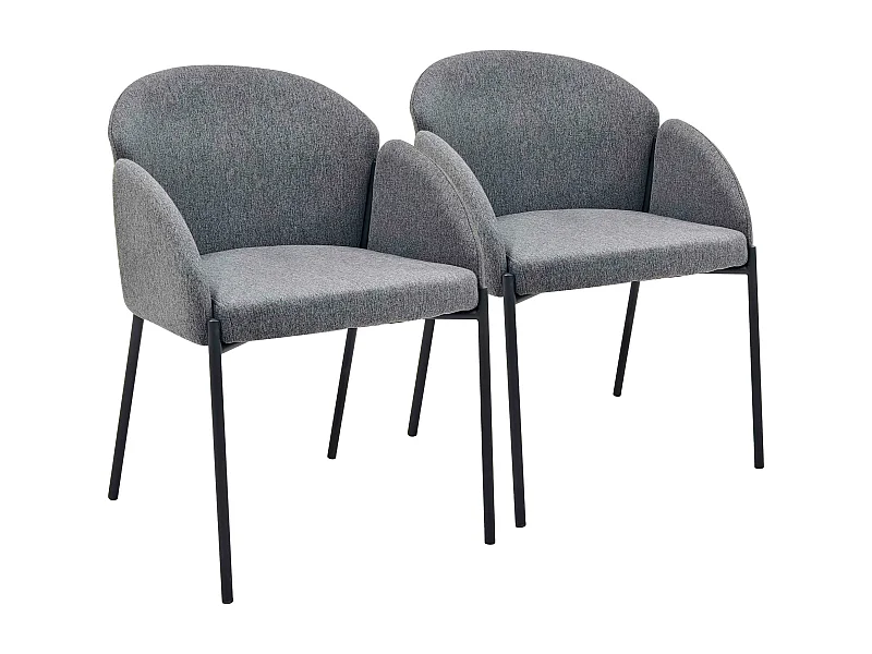 Lot de 2 chaises en acier et tissu gris anthracite