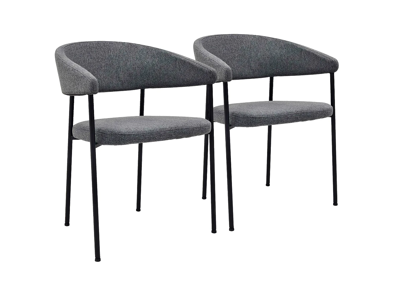 Lot de 2 fauteuils en contreplaqué et tissu gris anthracite