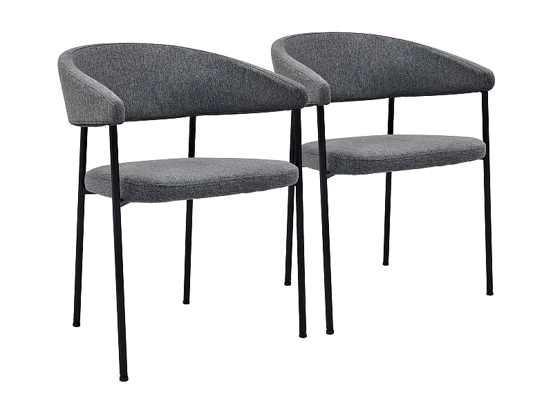 Lot de 2 fauteuils en contreplaqué et tissu gris anthracite