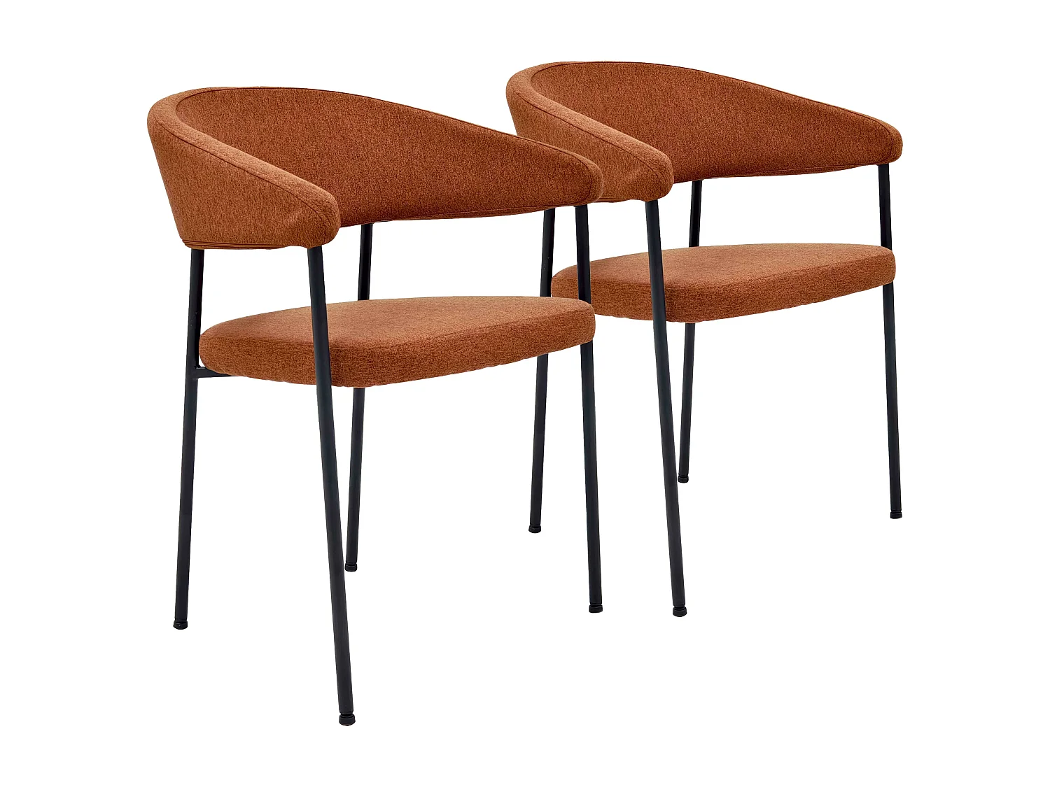 Lot de 2 fauteuils en contreplaqué et tissu rouille
