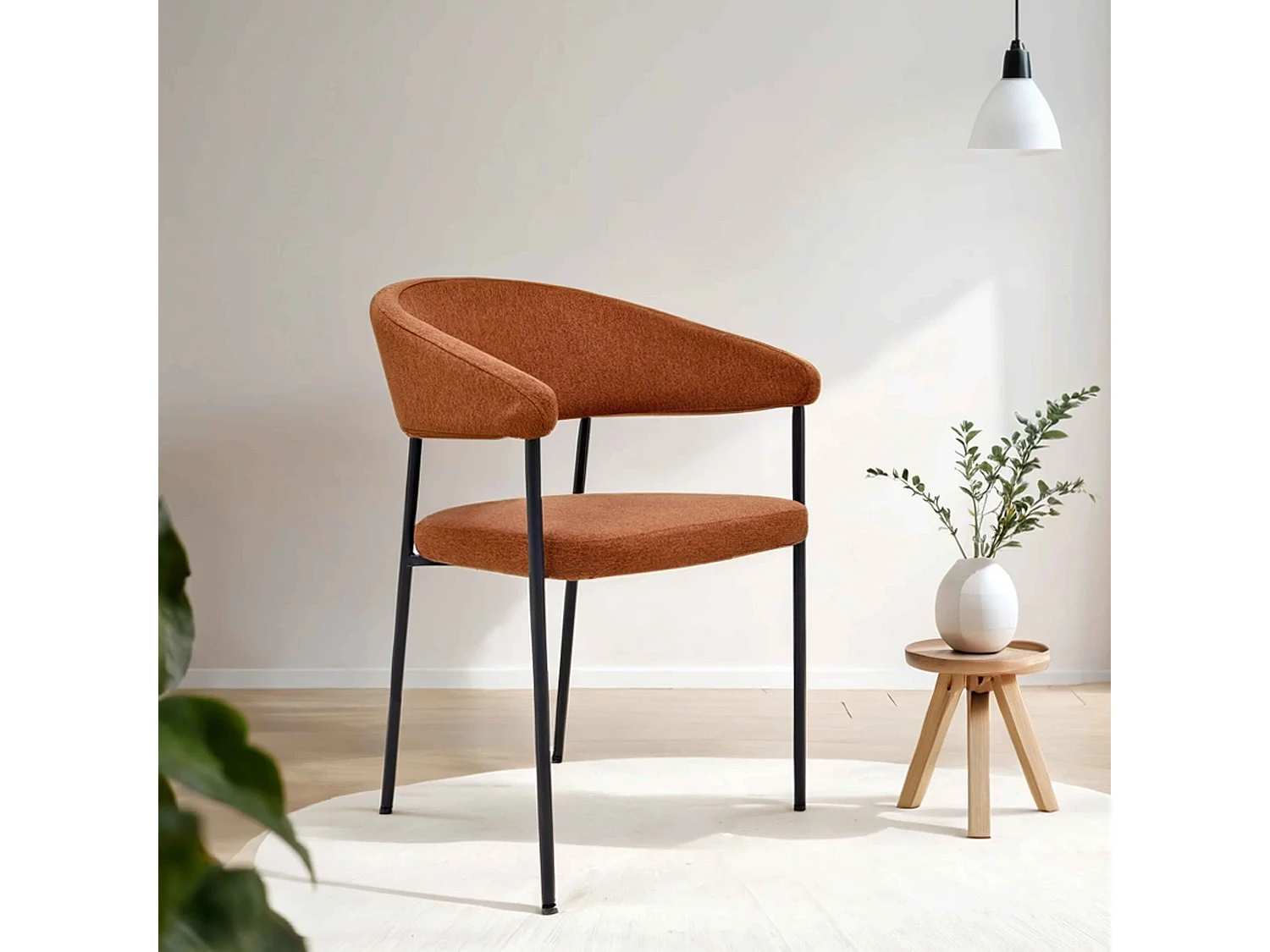 Lot de 2 fauteuils en contreplaqué et tissu rouille