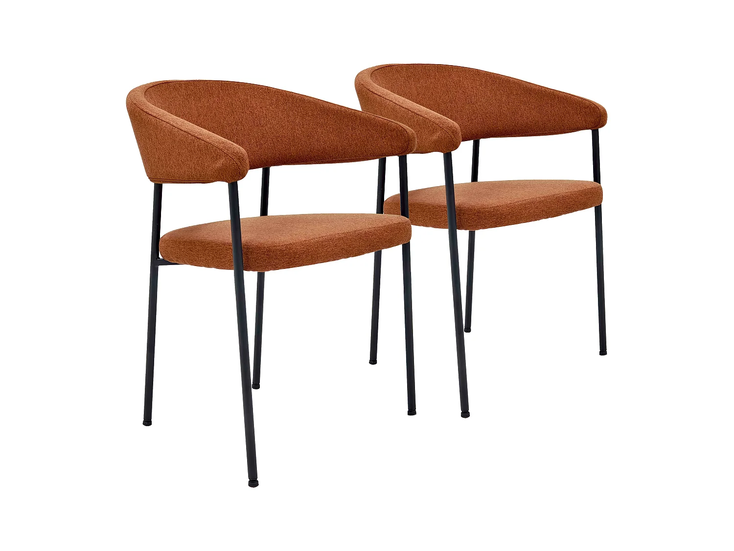 Lot de 2 fauteuils en contreplaqué et tissu rouille