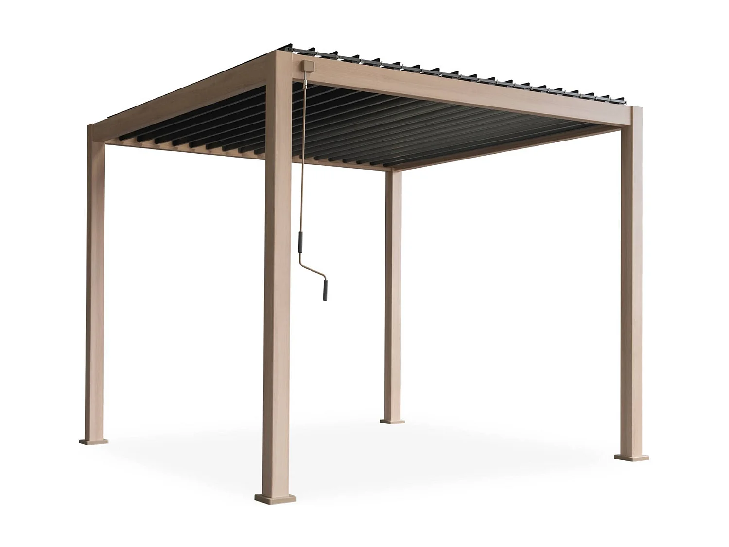 Pérgola bioclimática 3x3m de aluminio con lamas orientables madera