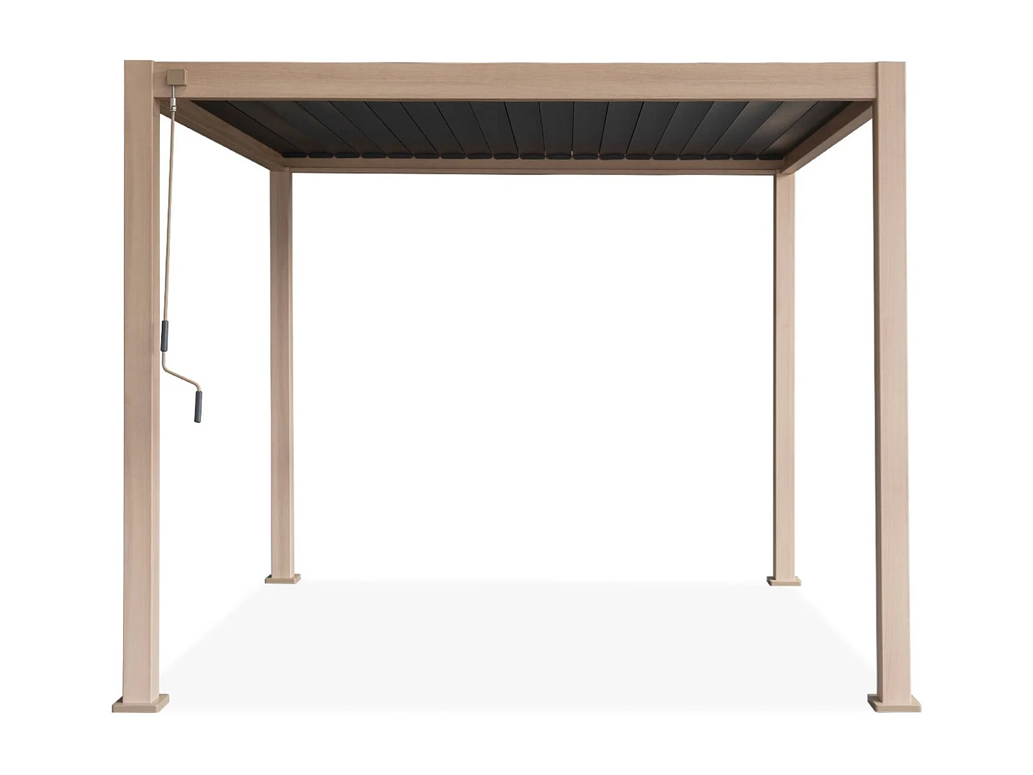 Pérgola bioclimática 3x3m de aluminio con lamas orientables madera