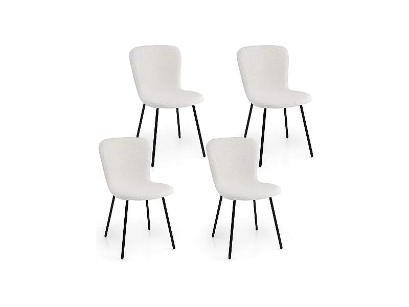 Chaises de Salle à Manger Lot de 4, Chaise Velour avec Dossier Haut, Pieds en Métal, Chaise Salon Rembourrée pour Cuisine, Chambre, Beige
