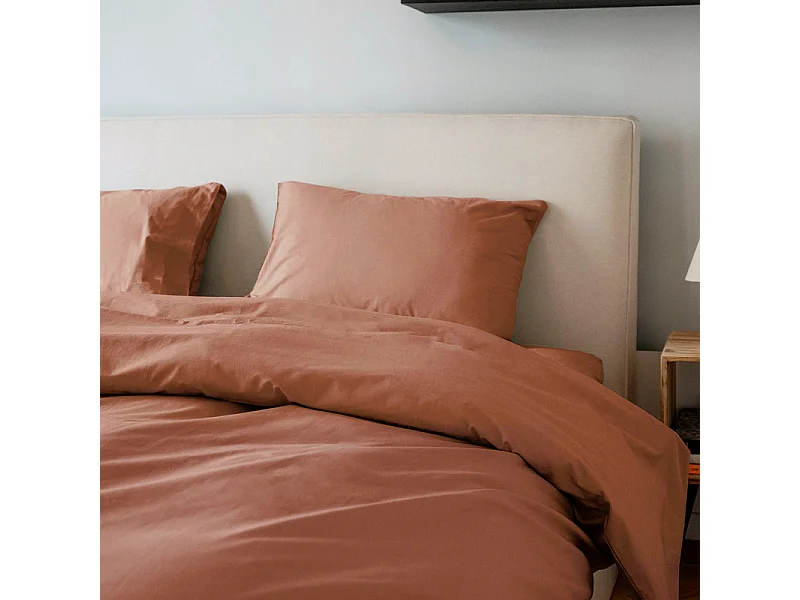 Drap housse coton rose poudré 160x200 cm