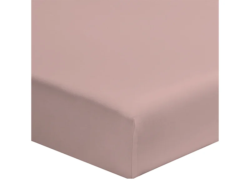 Drap housse coton rose poudré 140x190 cm