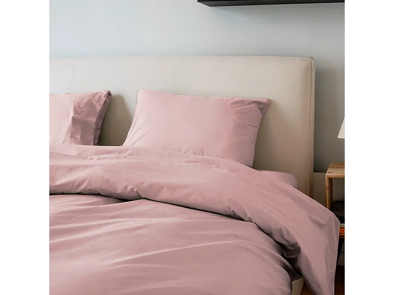 Drap housse coton rose poudré 160x200 cm