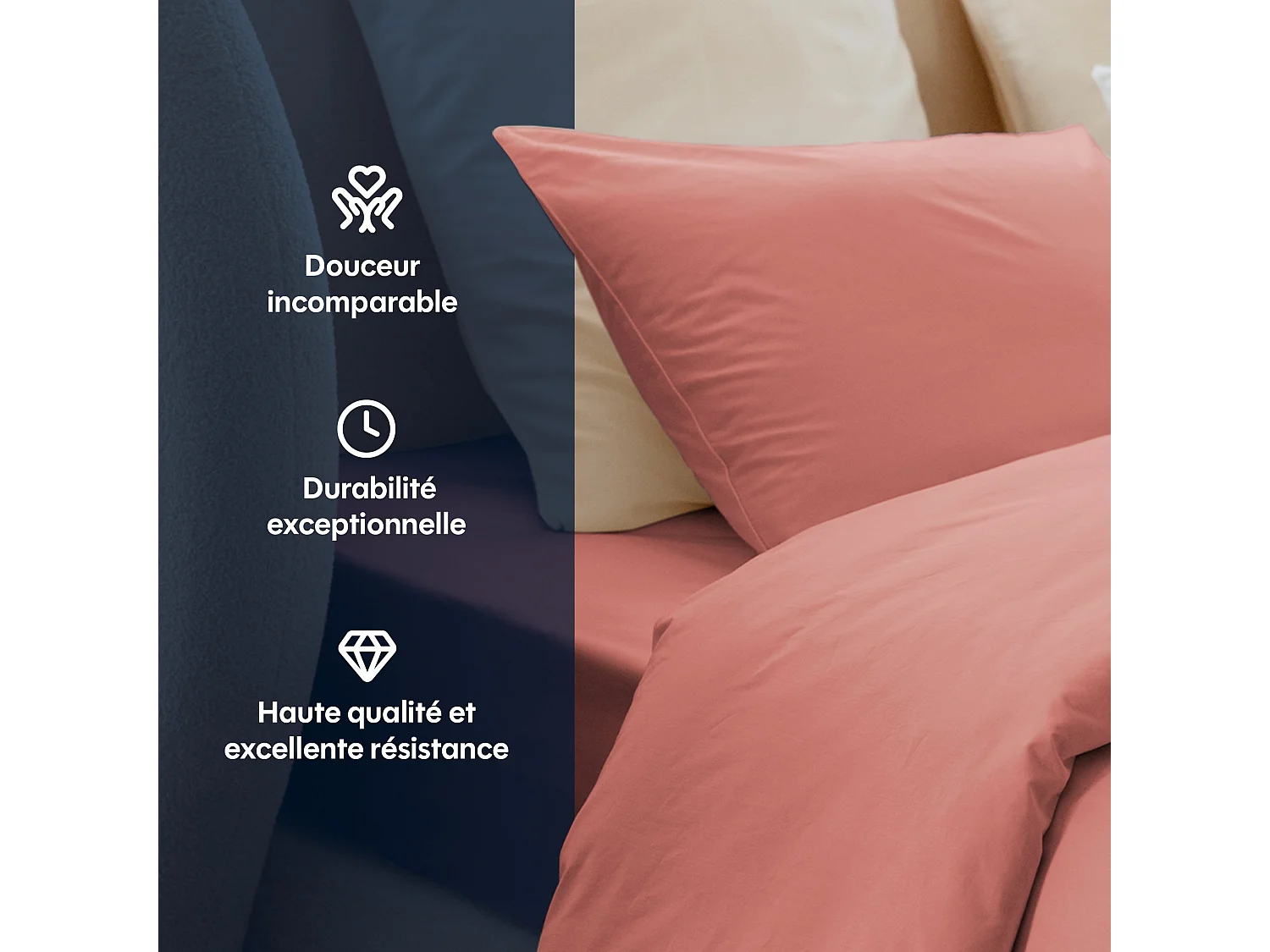 Drap housse coton rose poudré 160x200 cm